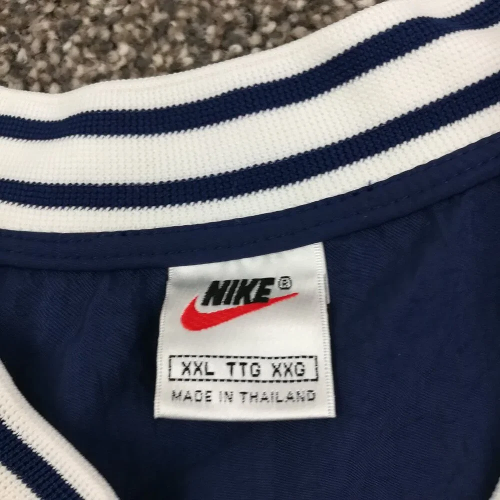 Vintage 90s Nike Jacket Nylon Windbreaker Tennis Cricket Navy Blue Mens 2XL